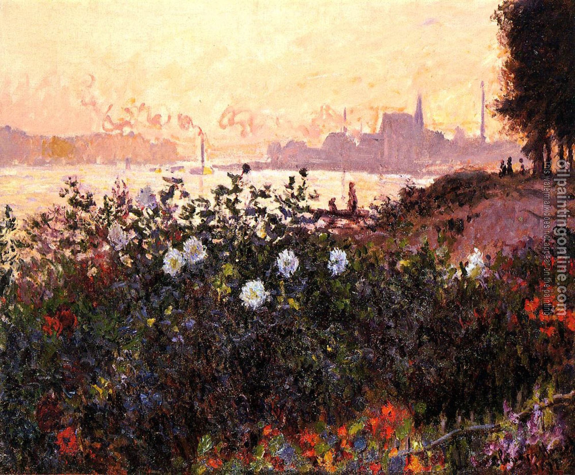 Monet, Claude Oscar - Argenteuil, Flowers by the Riverbank